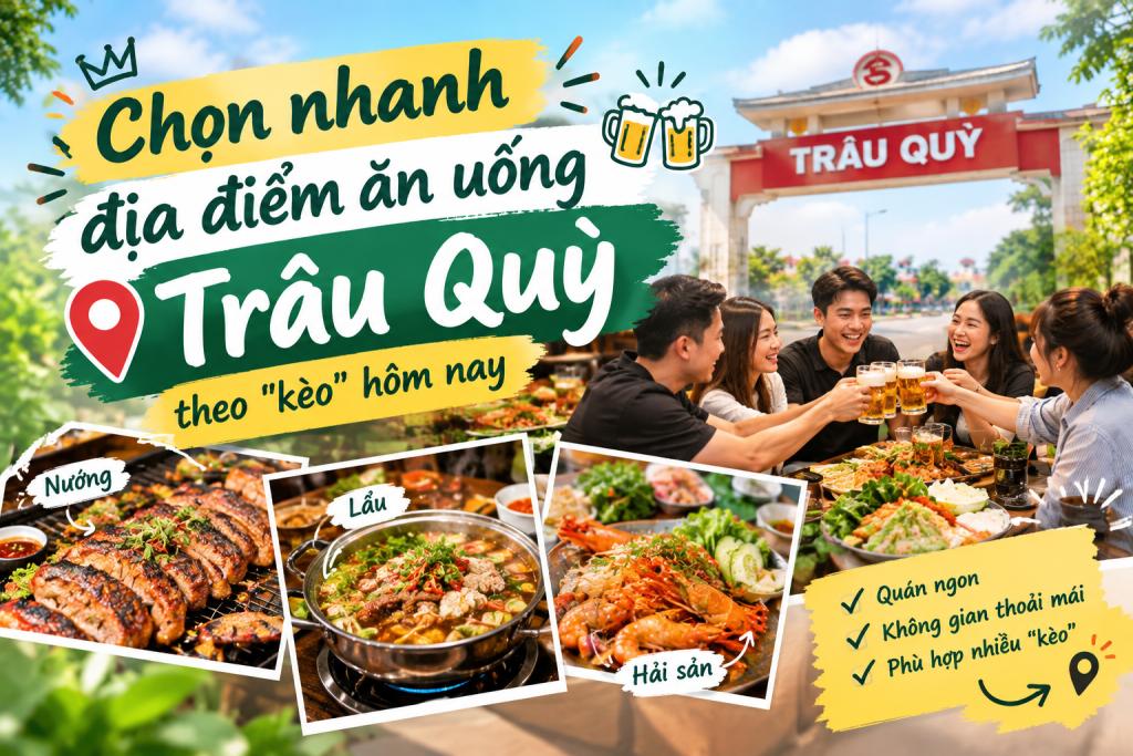 Chọn nhanh địa điểm ăn uống Trâu Quỳ theo "kèo" hôm nay